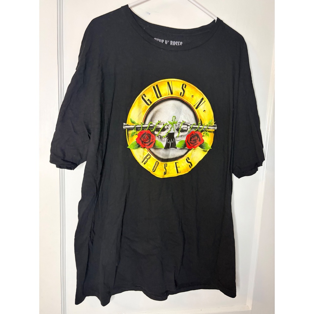 Guns N Roses‎ Skull Roses Logo Black T Shirt XXL